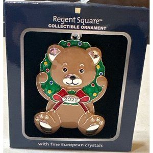 Regent Square Christmas Collectible Bear Ornament 2022 w/European Crystals - NIB